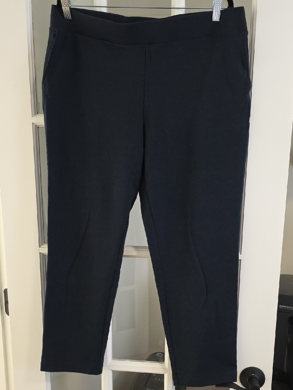 J. Jill Pure Jill Black Straight Leg Pull-On Slim-Leg Cropped Pants Large Tall L